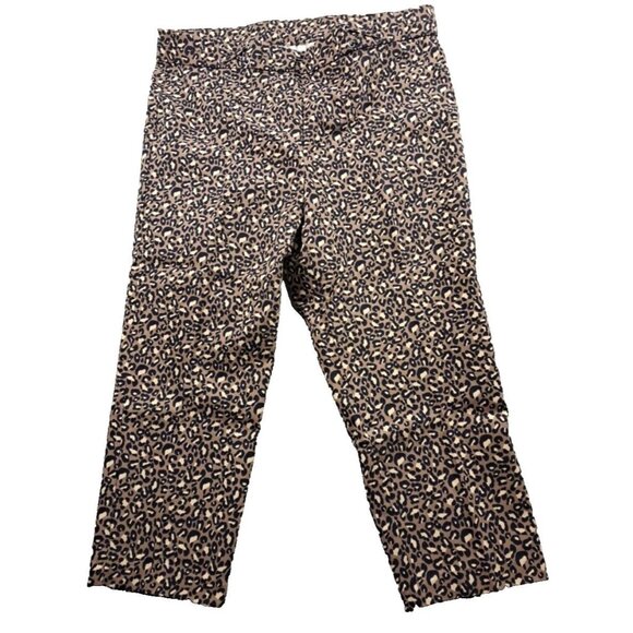Rafaella Capri Pants Women 18 Comfort Animal Leopard Print Navy Stretch NWT - Picture 2 of 9